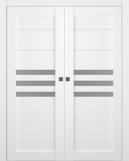 DOME VETRO BIANCO NOBLE DOUBLE POCKET BELLDINNI MODERN INTERIOR DOOR - 1