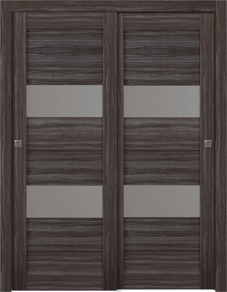 BERTA VETRO GRAY OAK BYPASS BELLDINNI MODERN INTERIOR DOOR - 1