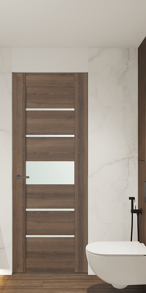 AVON 07-06 VETRO PECAN NUTWOOD INVISIBLE METAL FRAME BELLDINNI MODERN INTERIOR DOOR - 1