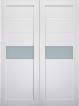 EDNA VETRO BIANCO NOBLE DOUBLE BARN BELLDINNI MODERN INTERIOR DOOR - 2
