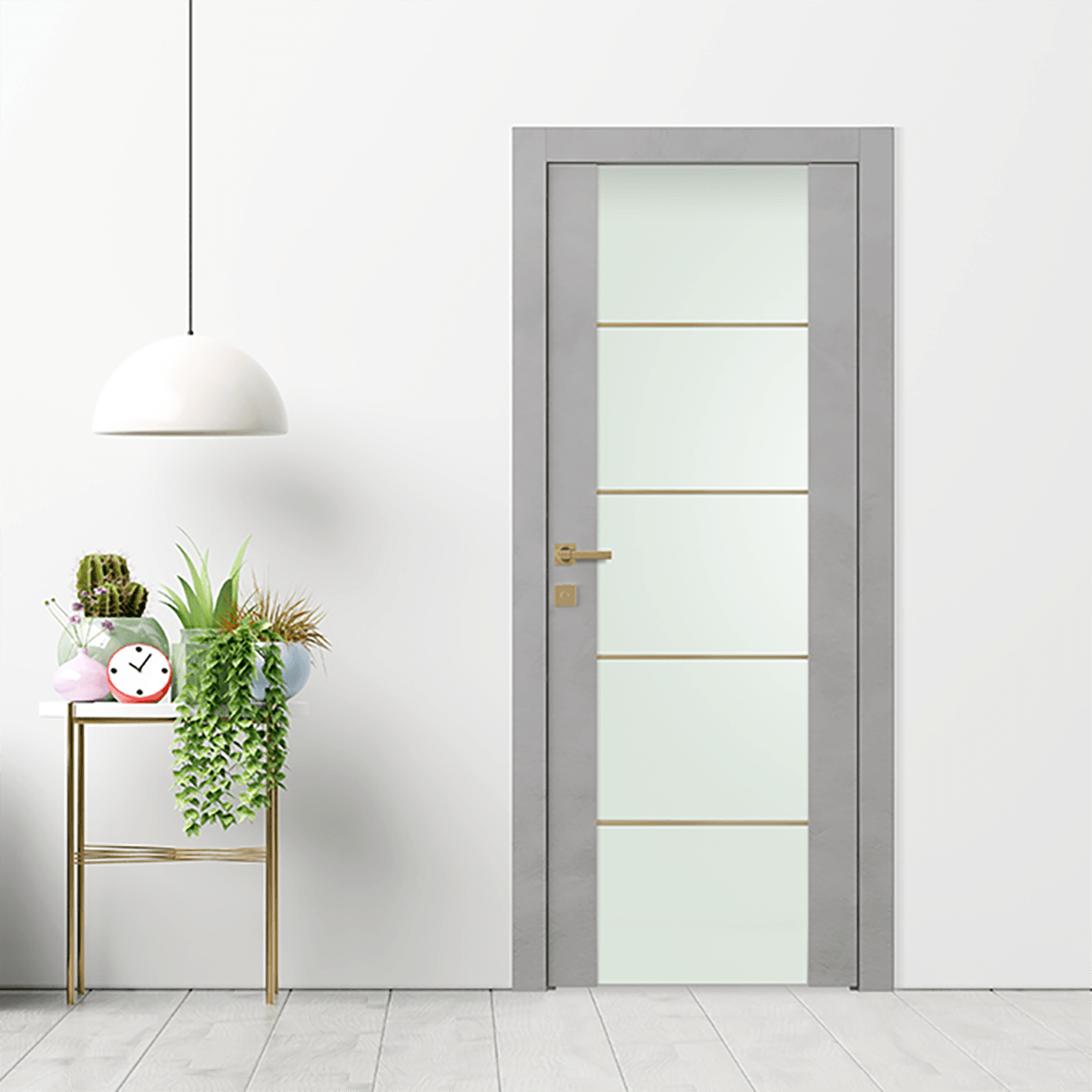 AVON 202 4H GOLD STRIPS VETRO LIGHT URBAN SWING DOORS BELLDINNI MODERN INTERIOR DOOR - 2