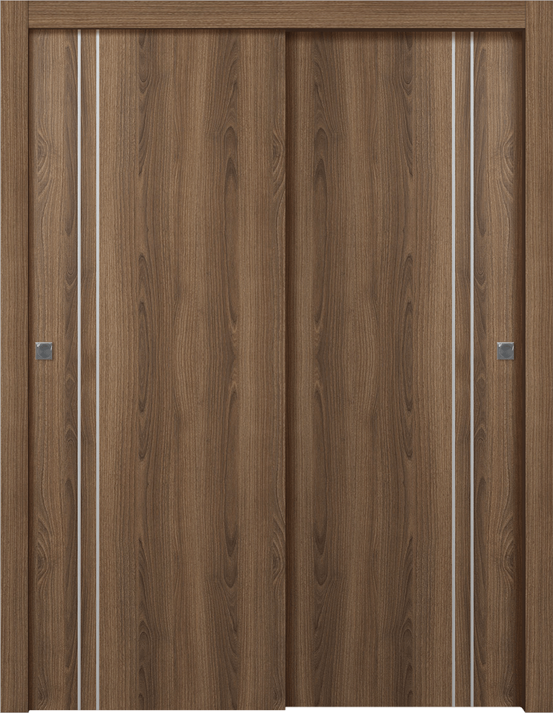 OPTIMA 2V PECAN NUTWOOD BYPASS DOORS BELLDINNI MODERN INTERIOR DOOR - 1