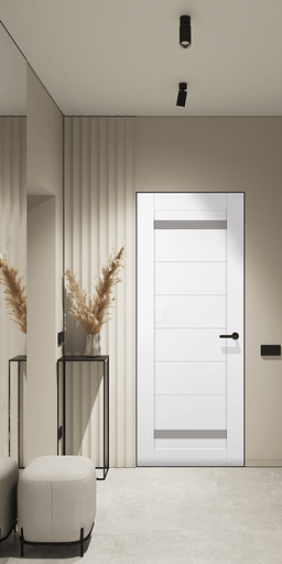 PERLA VETRO SNOW WHITE DOUBLE INVISIBLE METAL FRAME BELLDINNI MODERN INTERIOR DOOR - 2