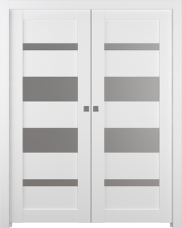 MIRELLA VETRO BIANCO NOBLE DOUBLE POCKET BELLDINNI MODERN INTERIOR DOOR - 1