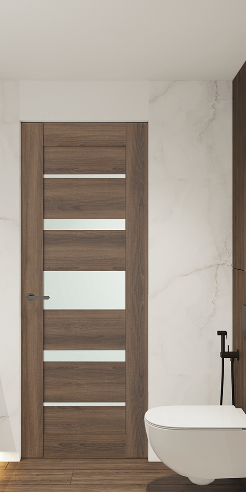 AVON 07-03 VETRO PECAN NUTWOOD DOUBLE INVISIBLE METAL FRAME BELLDINNI MODERN INTERIOR DOOR - 1
