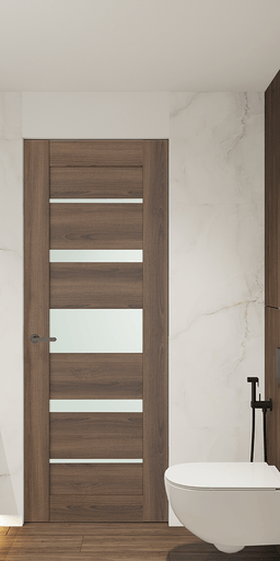 AVON 07-03 VETRO PECAN NUTWOOD DOUBLE INVISIBLE METAL FRAME BELLDINNI MODERN INTERIOR DOOR - 1