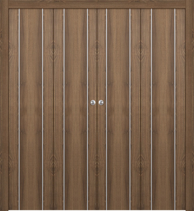 OPTIMA 2U PECAN NUTWOOD DOUBLE BI-FOLD DOORS BELLDINNI MODERN INTERIOR DOOR - 1