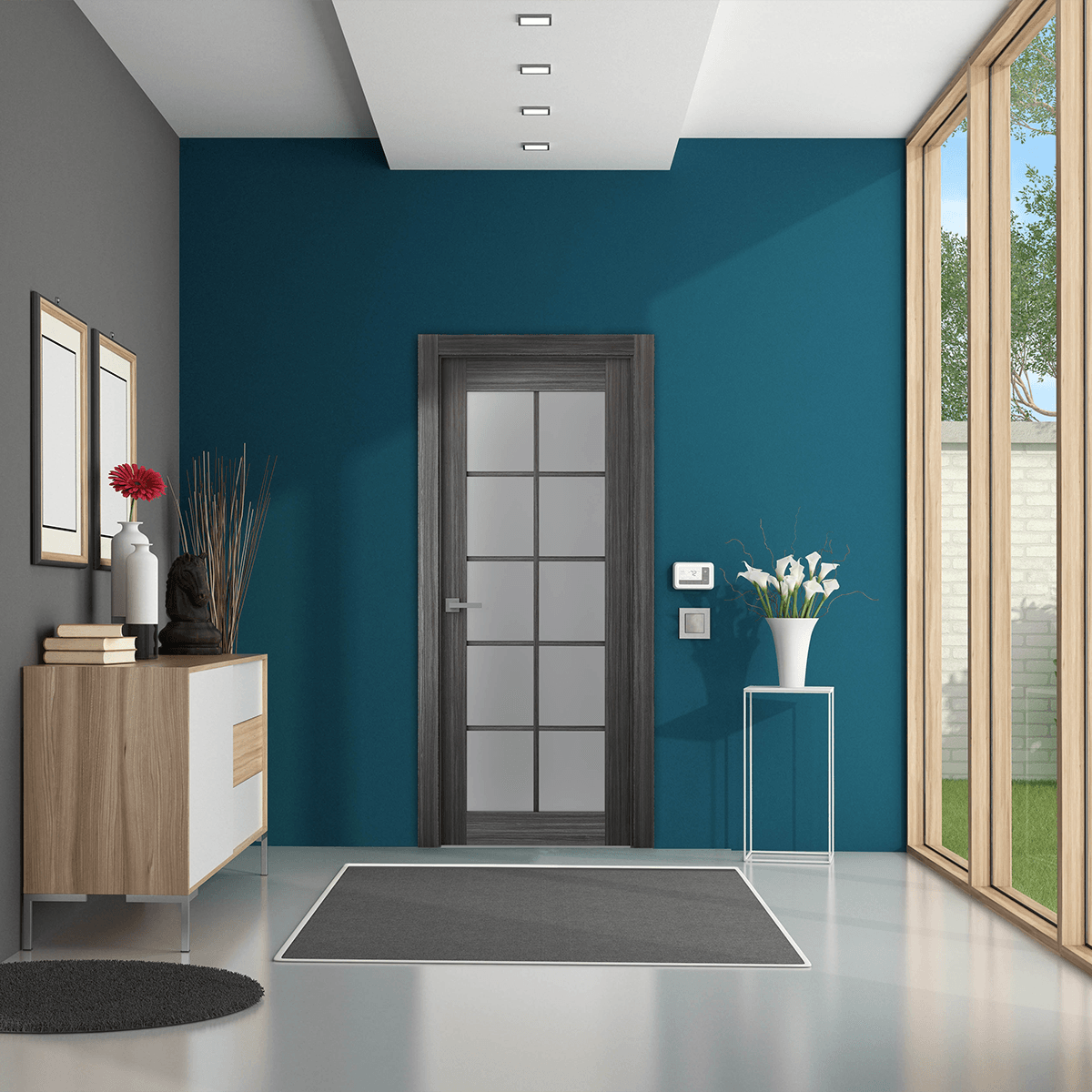 PALLADIO 10 LITE VETRO GRAY OAK BYPASS BELLDINNI MODERN INTERIOR DOOR - 2