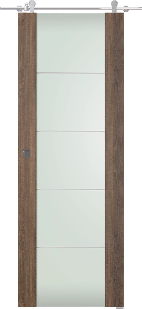 AVON 202 4H VETRO PECAN NUTWOOD DOUBLE BARN DOORS BELLDINNI MODERN INTERIOR DOOR - 1