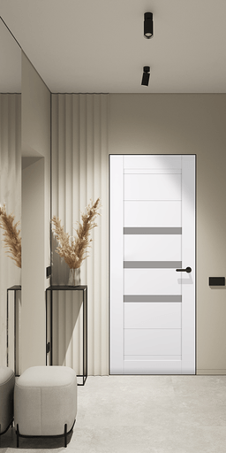 DORA VETRO SNOW WHITE DOUBLE INVISIBLE METAL FRAME BELLDINNI MODERN INTERIOR DOOR - 2