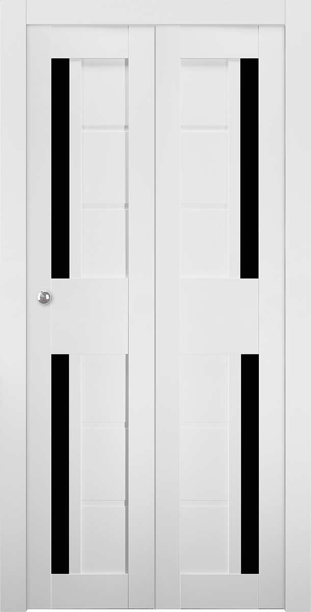 ESTA BLACK VETRO BIANCO NOBLE DOUBLE BI-FOLD BELLDINNI MODERN INTERIOR DOOR - 1