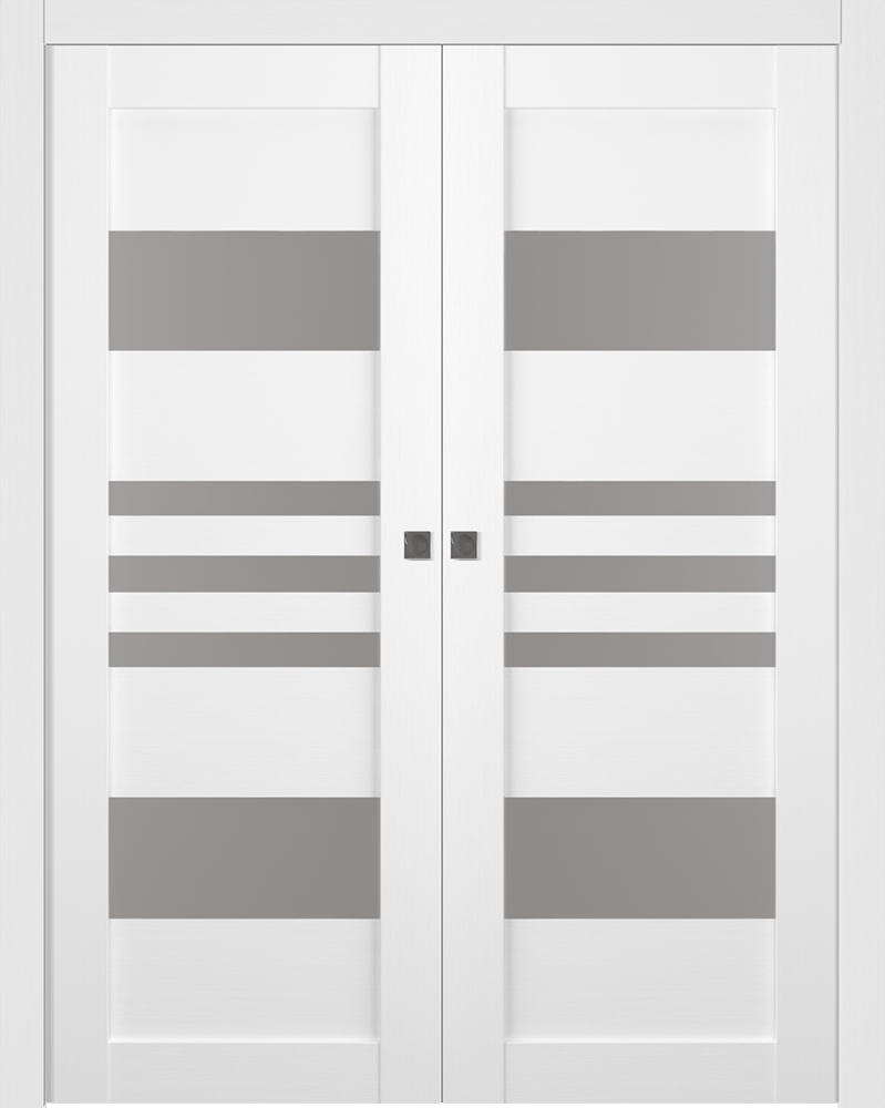 LETI VETRO BIANCO NOBLE DOUBLE POCKET BELLDINNI MODERN INTERIOR DOOR - 1