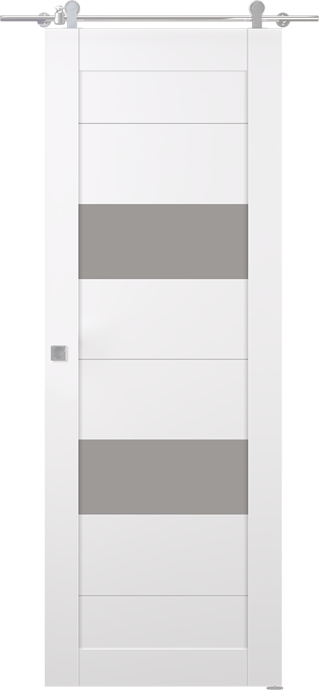 BERTA VETRO SNOW WHITE DOUBLE BARN BELLDINNI MODERN INTERIOR DOOR - 1