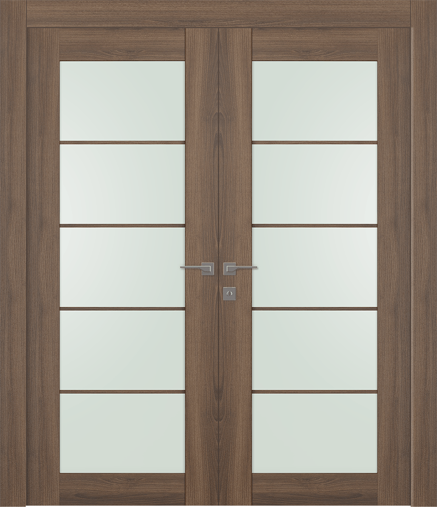 AVON 5 LITE VETRO PECAN NUTWOOD CLOSET BELLDINNI MODERN INTERIOR DOOR - 1