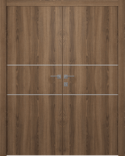 OPTIMA 2H PECAN NUTWOOD DOUBLE DOORS BELLDINNI MODERN INTERIOR DOOR - 1