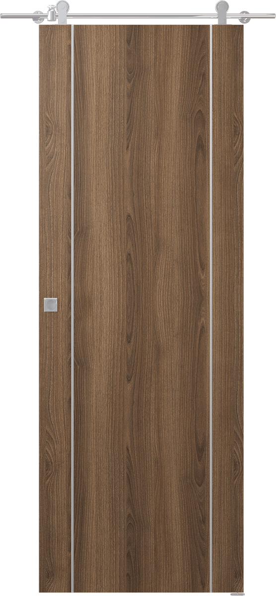 OPTIMA 2U PECAN NUTWOOD DOUBLE BARN DOORS BELLDINNI MODERN INTERIOR DOOR - 1