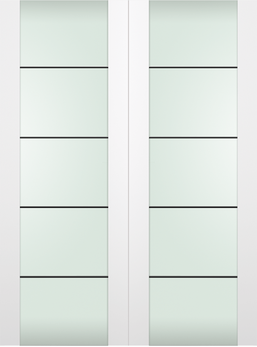 SMART PRO H3G 4H BLACK STRIPS VETRO POLAR WHITE DOUBLE BI-FOLD DOORS BELLDINNI MODERN INTERIOR DOOR - 2