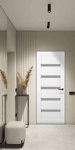 LEORA VETRO SNOW WHITE DOUBLE INVISIBLE METAL FRAME BELLDINNI MODERN INTERIOR DOOR - 2