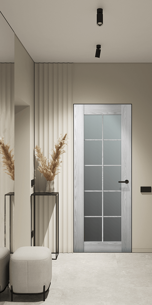 AVON 10 LITE VETRO RIBEIRA ASH INVISIBLE METAL FRAME BELLDINNI MODERN INTERIOR DOOR - 2