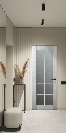 AVON 10 LITE VETRO RIBEIRA ASH INVISIBLE METAL FRAME BELLDINNI MODERN INTERIOR DOOR - 2