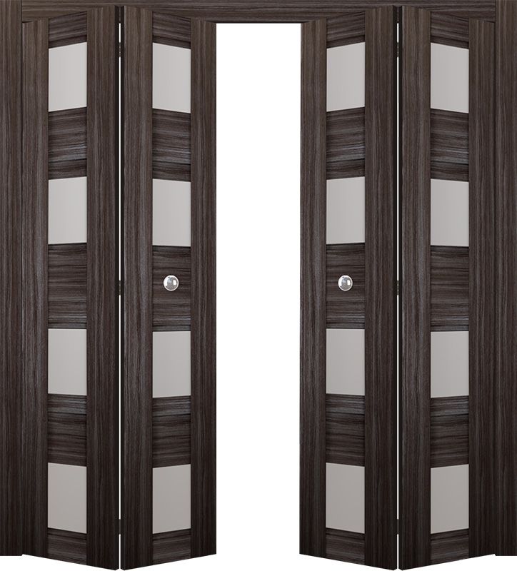 DELLA VETRO GRAY OAK DOUBLE BI-FOLD BELLDINNI MODERN INTERIOR DOOR - 1