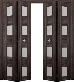 DELLA VETRO GRAY OAK DOUBLE BI-FOLD BELLDINNI MODERN INTERIOR DOOR - 1