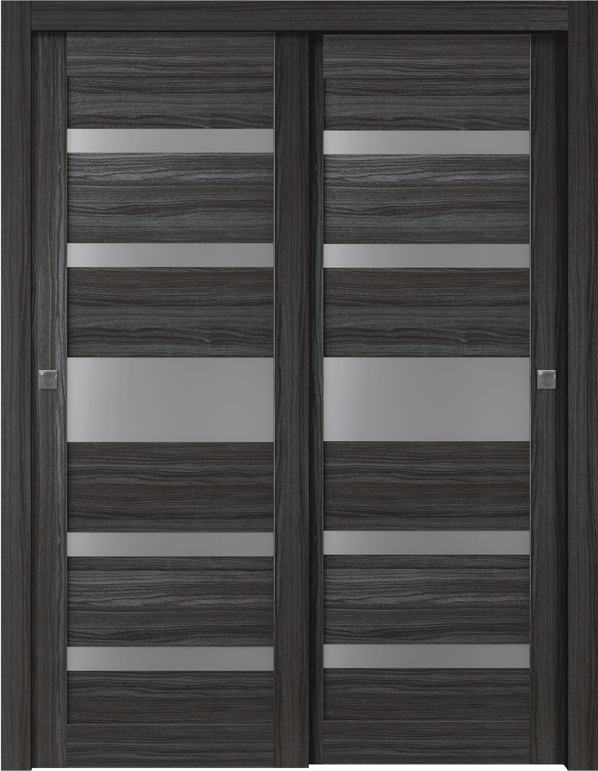 GINA VETRO GRAY OAK BYPASS DOORS BELLDINNI MODERN INTERIOR DOOR - 1