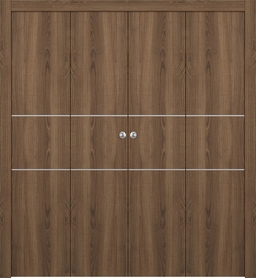OPTIMA 2H PECAN NUTWOOD DOUBLE BI-FOLD DOORS BELLDINNI MODERN INTERIOR DOOR - 1
