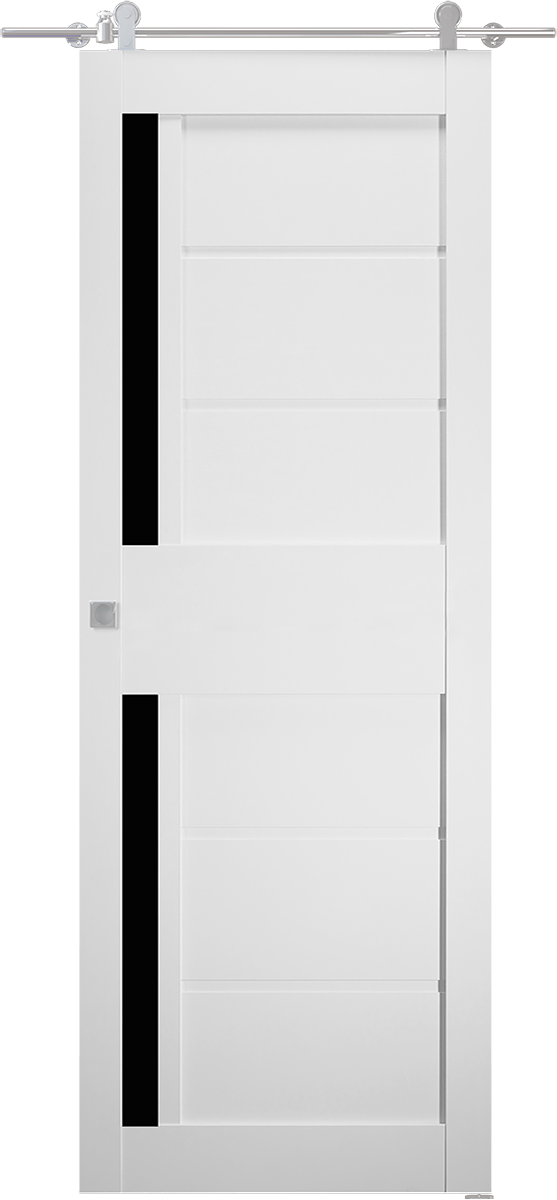 ESTA BLACK VETRO BIANCO NOBLE DOUBLE BARN BELLDINNI MODERN INTERIOR DOOR - 1
