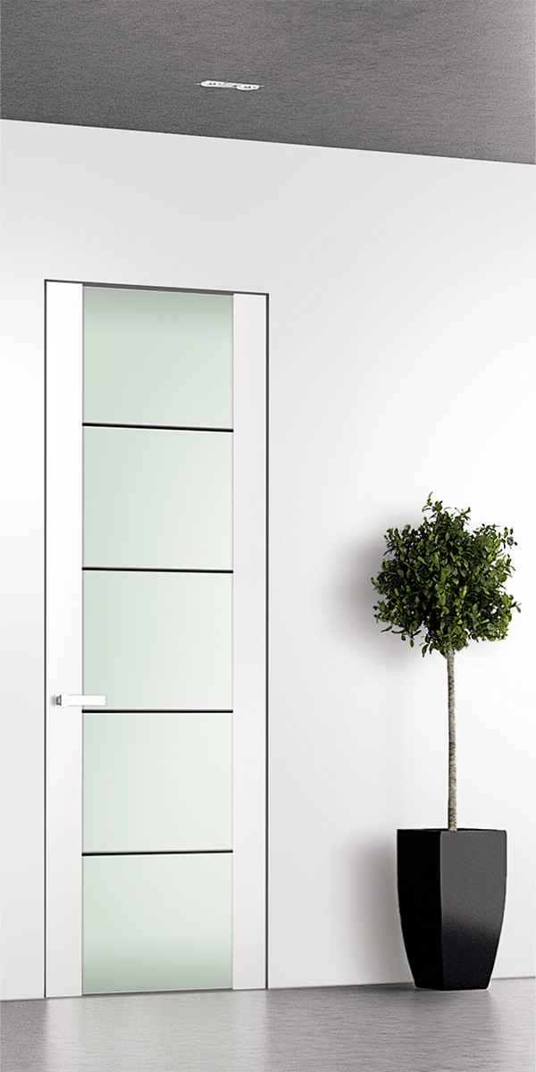 SMART PRO H3G 4H BLACK STRIPS VETRO POLAR WHITE DOUBLE INVISIBLE METAL FRAME BELLDINNI MODERN INTERIOR DOOR - 1