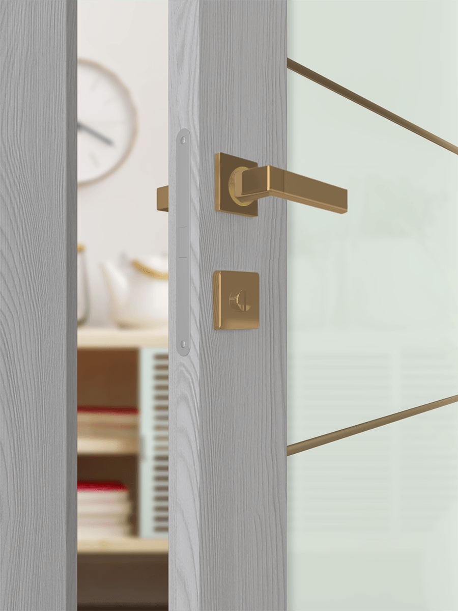 AVON 202 4H GOLD STRIPS VETRO RIBEIRA ASH INVISIBLE METAL FRAME BELLDINNI MODERN INTERIOR DOOR - 3