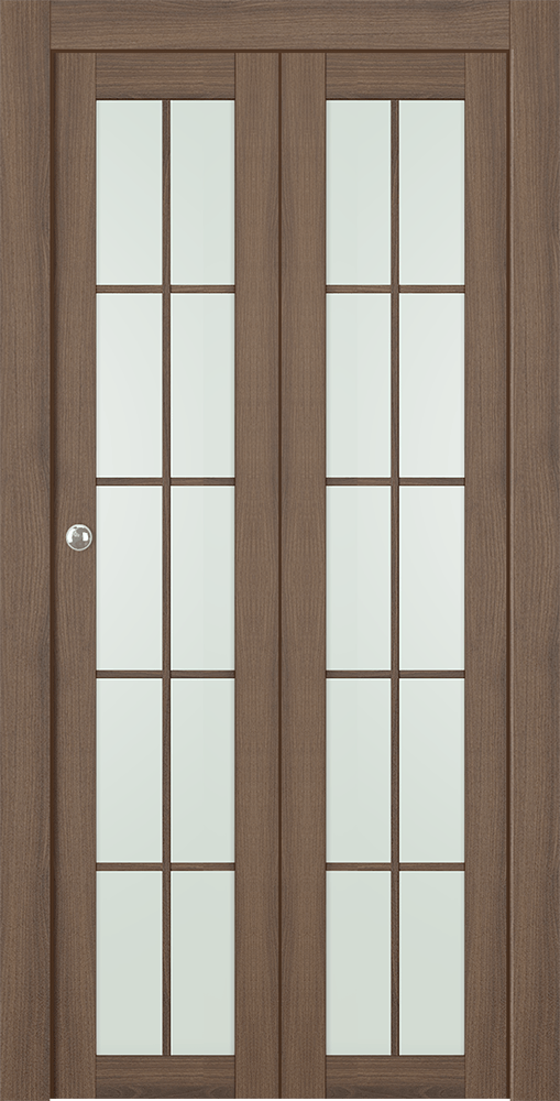 AVON 10 LITE VETRO PECAN NUTWOOD DOUBLE BI-FOLD BELLDINNI MODERN INTERIOR DOOR - 1