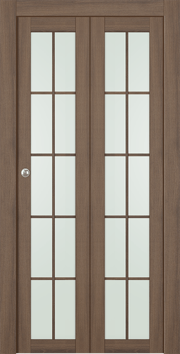 AVON 10 LITE VETRO PECAN NUTWOOD DOUBLE BI-FOLD BELLDINNI MODERN INTERIOR DOOR - 1