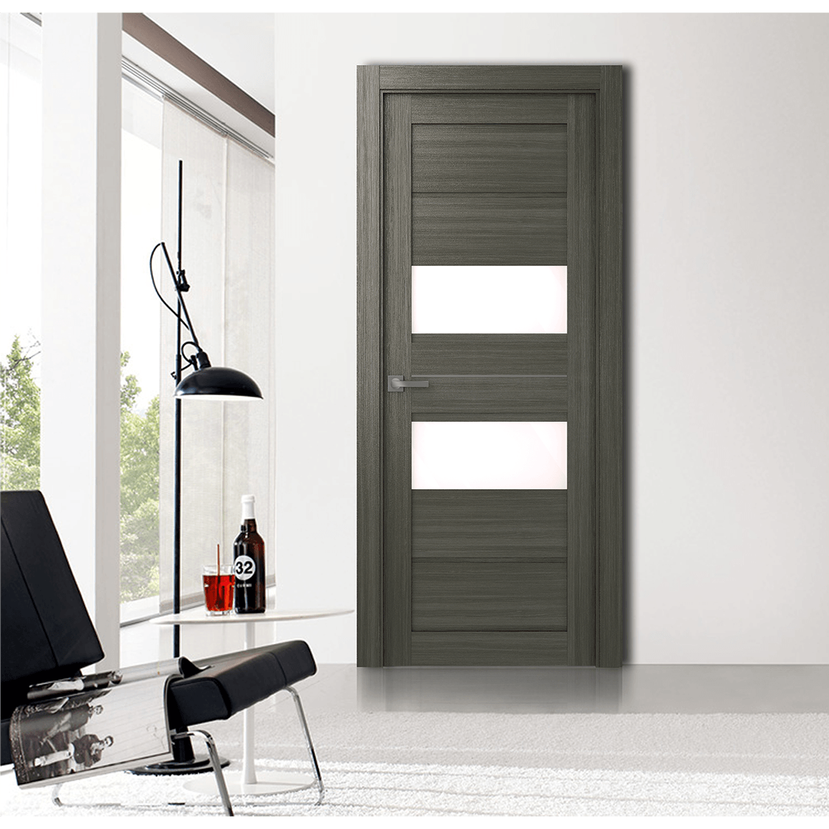 DESSA VETRO GRAY OAK BYPASS BELLDINNI MODERN INTERIOR DOOR - 2