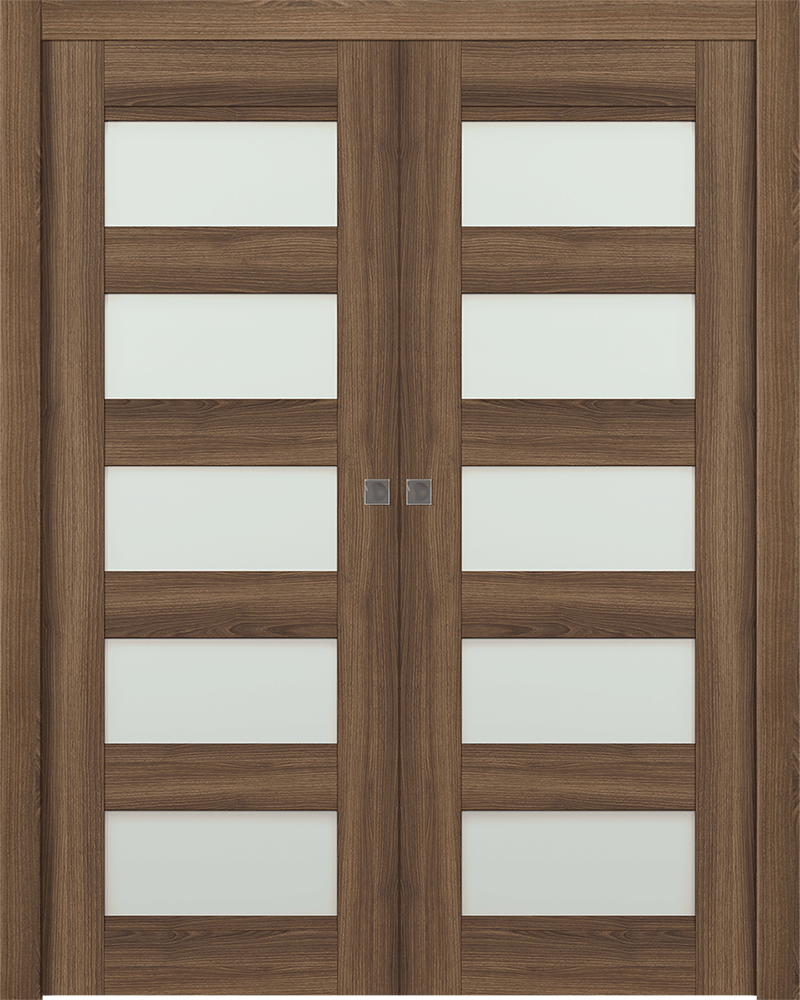 AVON 07-07 VETRO PECAN NUTWOOD DOUBLE POCKET DOORS BELLDINNI MODERN INTERIOR DOOR - 1