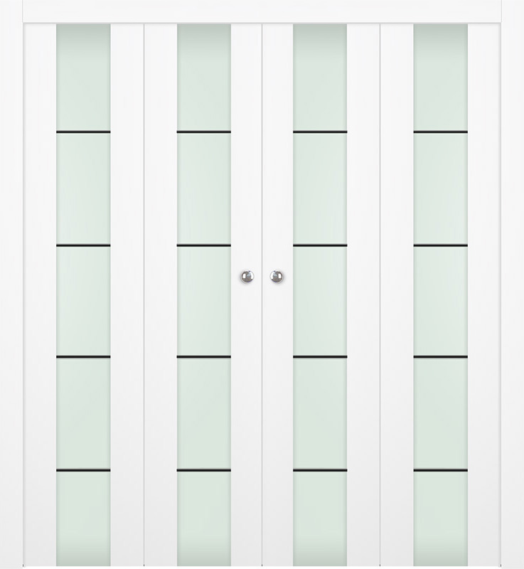 SMART PRO H3G 4H BLACK STRIPS VETRO POLAR WHITE DOUBLE BI-FOLD DOORS BELLDINNI MODERN INTERIOR DOOR - 1
