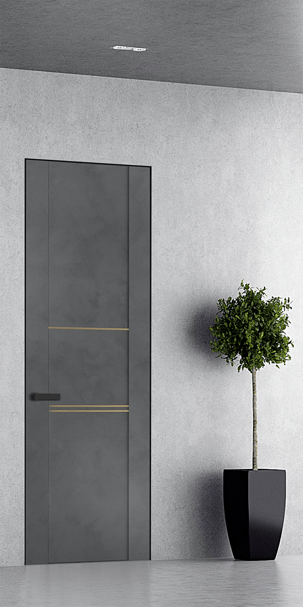 AVON 01 3H GOLD DARK URBAN DOUBLE INVISIBLE METAL FRAME BELLDINNI MODERN INTERIOR DOOR - 1