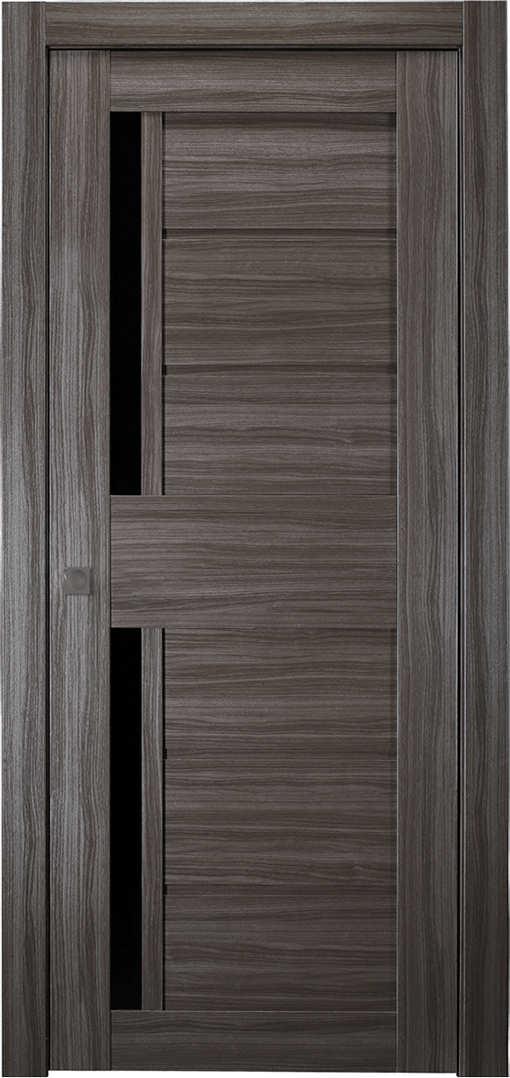 Esta Black Vetro Gray Oak Pocket Belldinni Modern Interior Door - 1