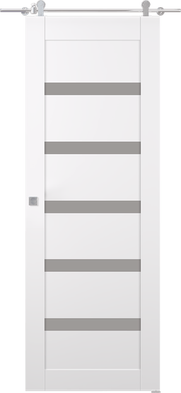 LEORA VETRO SNOW WHITE DOUBLE BARN BELLDINNI MODERN INTERIOR DOOR - 2