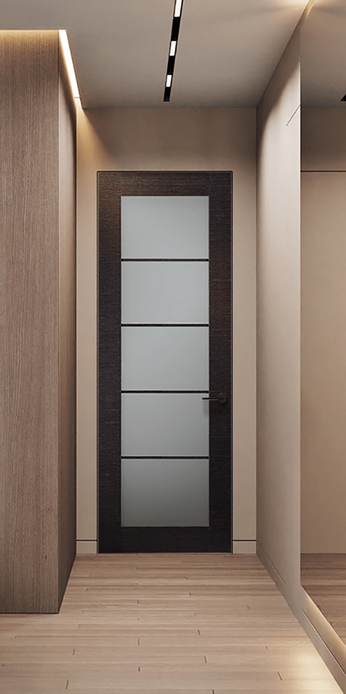 AVANTI 5 LITE VETRO BLACK APRICOT INVISIBLE METAL FRAME BELLDINNI MODERN INTERIOR DOOR - 2