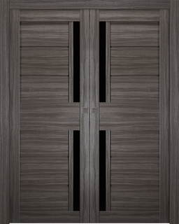 Esta Black Vetro Gray Oak Double Pocket Belldinni Modern Interior Door - 1