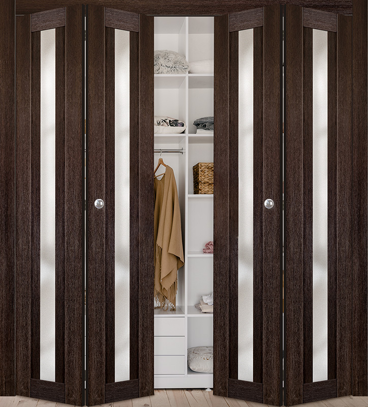 AVON 101 VETRO VERALINGA OAK DOUBLE BI-FOLD DOORS BELLDINNI MODERN INTERIOR DOOR - 2