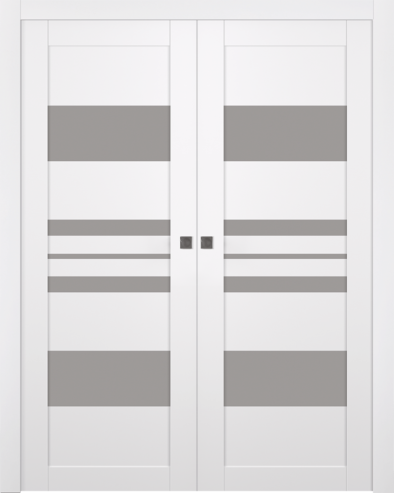 ROMI VETRO SNOW WHITE DOUBLE POCKET BELLDINNI MODERN INTERIOR DOOR - 1