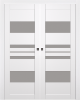ROMI VETRO SNOW WHITE DOUBLE POCKET BELLDINNI MODERN INTERIOR DOOR - 1