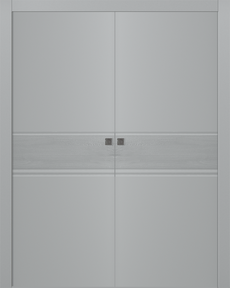TWINWOOD 2 LIGHT GREY DOUBLE POCKET BELLDINNI MODERN INTERIOR DOOR - 1