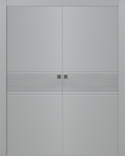 TWINWOOD 2 LIGHT GREY DOUBLE POCKET BELLDINNI MODERN INTERIOR DOOR - 1
