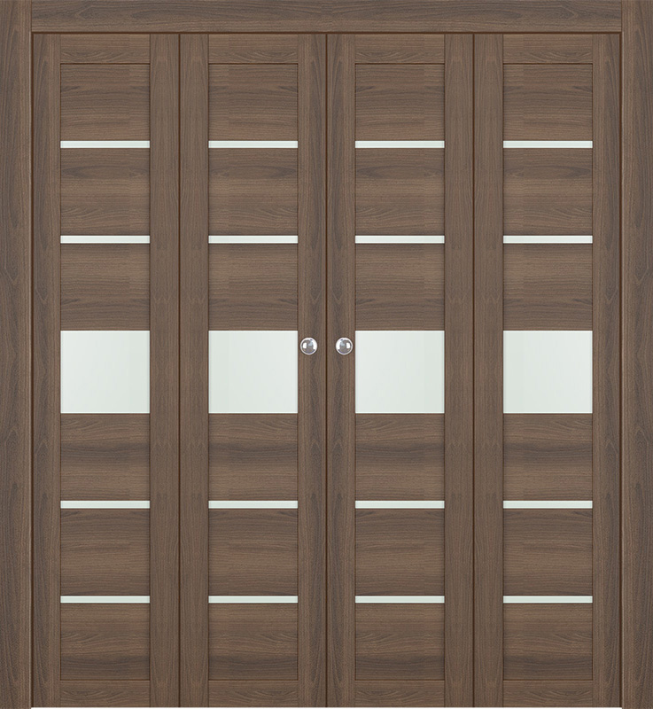 AVON 07-06 VETRO PECAN NUTWOOD DOUBLE BI-FOLD DOORS BELLDINNI MODERN INTERIOR DOOR - 1