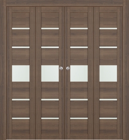 AVON 07-06 VETRO PECAN NUTWOOD DOUBLE BI-FOLD DOORS BELLDINNI MODERN INTERIOR DOOR - 1