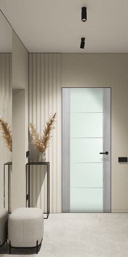 AVON 202 4H VETRO RIBEIRA ASH INVISIBLE METAL FRAME BELLDINNI MODERN INTERIOR DOOR - 2