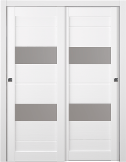 VITA VETRO BIANCO NOBLE BYPASS BELLDINNI MODERN INTERIOR DOOR - 1